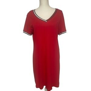 Tommy Hilfiger V Neck Red Shirt Dress Women's Large